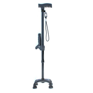 Bâton de marche en alliage d'aluminium avec quatre pieds en plastique, hauteur réglable pour le soutien des personnes âgées - Product Image 1
