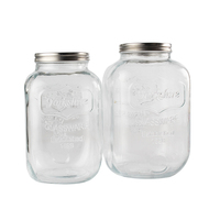 Bocaux en verre avec couvercle à vis, bocaux de rangement, grande capacité, verre transparent à large ouverture, 1/2/3/4 gallons, bouteilles et bocaux de rangement pour la cuisine