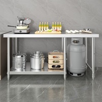 Table de travail et support de cuisinière à gaz en acier inoxydable à trois couches épaissies pour restaurant YC-005