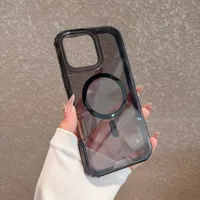 Coque magnétique antichoc transparente robuste 3 en 1 pour iPhone 15 14 13 12 11 16 Pro Max Plus, compatible avec la charge sans fil