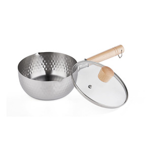 Stainless Steel Yukihira <b>Pan</b> With Wooden <b>Handle</b> Handmade Uncoated Non Stick Sauce <b>Pan</b> For Cooking Food - Product Image 4