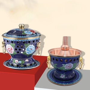 Scaldavivande singolo in rame puro cinese con smalto cloisonné per hot pot e picnic, all'ingrosso - Product Image 5