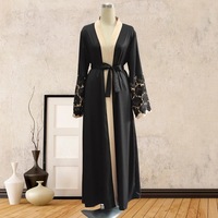 Dernières Nouveautés : Cardigan Brodé Style Kimono Ouvert sur le Devant, Vêtement Islamique Tendance, Abaya Robe Musulmane pour Femme Style Arabe de Dubaï