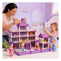 DIY Jouet Plastique Ensemble de Jeu Maison Poupée Villa Enfants Playhouse Faire semblant de Jouer Mansion Villa Histoire Jouet TOYSRUNNER