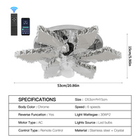 Ventilateurs de plafond LED 60W ABS à 7 pales avec éclairage en cristal, support OEM/ODM, ventilateur de plafond avec lumière LED et télécommande