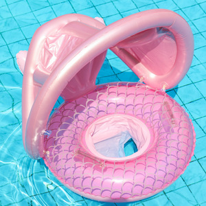ห่วงยางว่ายน้ำรูปนางเงือกแบบเป่าลมพร้อมหลังคา ดีไซน์หางปลา สำหรับเด็ก เล่นน้ำ อุปกรณ์ลอยน้ำ - Product Image 3