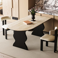 Mid-Century Modern Ausziehbarer Klapptisch-Set mit Gesinterter Steinplatte und Massivholzrahmen, 6 Stühle - Umweltfreundlich und Langlebig