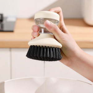 Brosse à vaisselle en plastique réutilisable avec distributeur de savon intégré, outil de nettoyage pratique pour la cuisine et la maison - Product Image 2