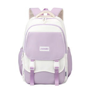 New Waterproof Nylon Contrast Color Unisex <b>Backpack</b> Korean College & High <b>School</b> Student <b>Large</b> Capacity - Product Image 1