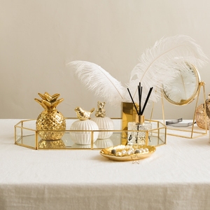 NUOVO <span class=keywords><strong>Vassoio</strong></span> Portaoggetti in Vetro Dorato Stile Americano NEW HOPE, per Gioielli, Profumi, Arredamento Casa, Soggiorno, Trucco e Vanità - Product Image 6