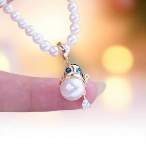 Accesorios de Perlas DIY 31320DIY, Colgante de Plata S925 con Cuentas de 9-10 mm, Base Vacía Chapada en Oro, Colgante de Moda, Hebilla para Collar - Product Image 4