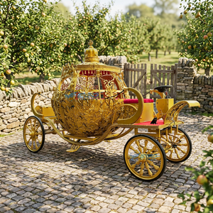 Limousine électrique, calèche de princesse Cendrillon en forme de citrouille dorée, chariot de citrouille de luxe personnalisé pour les mariages, les défilés, les événements féeriques - Product Image 1