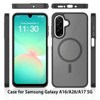 Étui magnétique transparent mat de haute qualité pour Samsung A17 A16 A26, design moderne, coque arrière rigide - Noir
