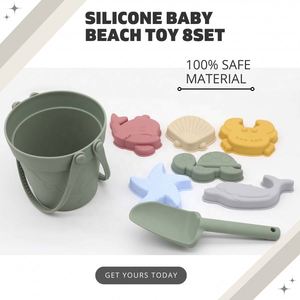 Ensemble de jouets de plage éducatifs en silicone, best-seller, pour enfants de 2 à 7 ans, unisexe, logo personnalisable, jeu de sable, été - Product Image 3