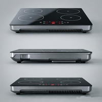 Table de cuisson multi-cuiseurs 4 brûleurs, surface en céramique noire, cuisinière à induction encastrable, certifiée ETL CE