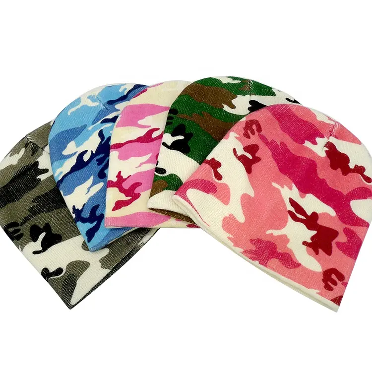 Hochwertige benutzer definierte All-Over-Print-Mütze Mütze City Camo Skully Beanie Hut Outdoor-Sport Mützen stricken Haube Touques Unisex