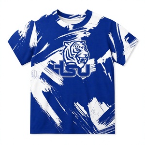 T-shirt personnalisé avec motif de tigre bleu et blanc – T-shirt de sport imprimé par sublimation pour le spirit d'équipe - Product Image 1