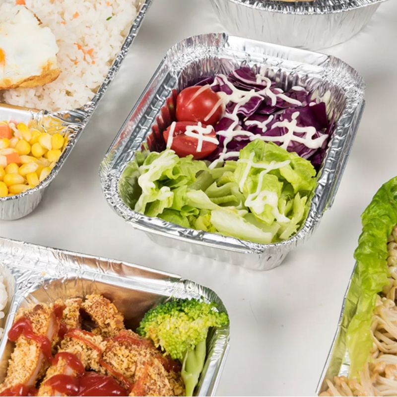 450 мл Прямоугольная алюминиевая фольга No.2 контейнер из алюминиевой фольги с пластиковым покрытием из ПВХ