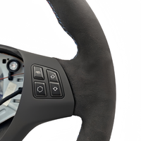 Volant en Alcantara complet avec bande supérieure rouge et bleue, fond plat, pour BMW Série 3, 5, 7 E60 E63 E70 E87 E84 E90 E91 E92 M3 M4 M5