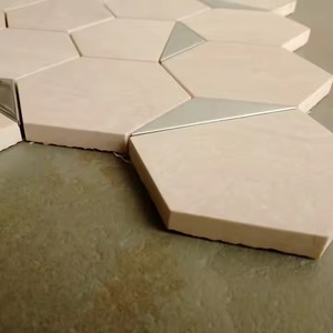 กระเบื้องโมเสคเซรามิก PVD หกเหลี่ยมสีเงิน73มม. เคลือบเงาสำหรับตกแต่งผนังภายในห้องน้ำห้องครัววิลล่า - Product Image 2