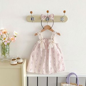 Chị Em Mùa Hè Mới Bé Gái Không Tay Romper Hairband Set Mỏng Ren Bow Trẻ Em Của In Ăn Mặc Ngọt Ngào Trẻ Em Quần Áo - Product Image 6