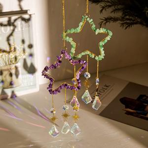 Chips de piedras preciosas naturales irregulares cascabeles de viento envueltos en forma de estrella de cristal curativo hecho a mano - Product Image 4