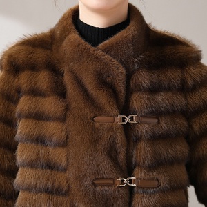 Garçon femmes nouveau hiver écologique tissé fausse fourrure <span class=keywords><strong>manteau</strong></span>-mi-long bouton avant uni teint épais veste fausse fourrure <span class=keywords><strong>manteau</strong></span> - Product Image 5