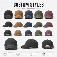 Casquette de baseball vintage en coton délavé, 6 panneaux, effet vieilli, style Dad Hat, avec boucle métallique réglable, pour personnalisation de marque
