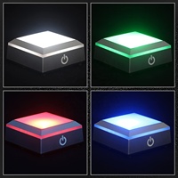 FS — Base lumineuse LED en cristal, présentoir carré coloré avec lampes, pour Art en verre 3D