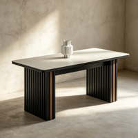 Ensemble de table et de chaises à manger en pierre carrée italienne, design minimaliste moderne pour la maison et l'hôtel