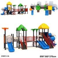 Équipement de jeu multifonctionnel en plastique sur le thème du palmier pour les écoles et les parcs d'attractions, toboggan extérieur pour enfants