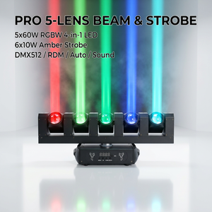 Nueva Luz LED <span class=keywords><strong>de</strong></span> Cabeza Móvil <span class=keywords><strong>de</strong></span> Cinco Dedos 40W, Foco Giratorio con Movimiento Lento, Control por <span class=keywords><strong>Voz</strong></span>, Iluminación <span class=keywords><strong>de</strong></span> Escenario - Product Image 1