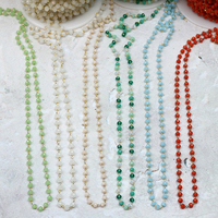 Chaîne en perles de verre de couleurs naturelles, accessoires de chapelet chaîne bon marché