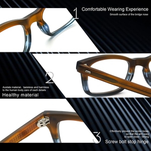 Lunettes pour hommes, verres anti-lumière bleue, acétate, lunettes de vue pour hommes, montures de lunettes optiques de haute qualité, lunettes bloquant la lumière bleue pour hommes - Product Image 3