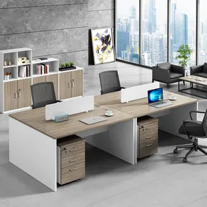 Melamin partisi furnitur kantor ramah lingkungan lukisan Pe Modular meja kerja meja kantor untuk 2 orang