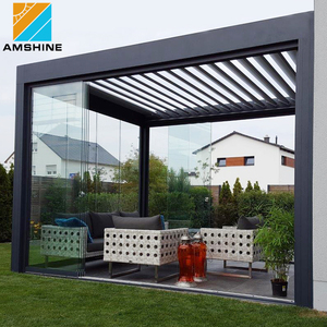 <span class=keywords><strong>Pergola</strong></span> électrique d'extérieur à <span class=keywords><strong>toit</strong></span> en Aluminium avec porte coulissante en verre - Product Image 3