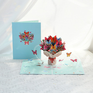 <span class=keywords><strong>Carte</strong></span> <span class=keywords><strong>de</strong></span> vœux 3D papillon en papier d'art bleu scellé pour la Saint-Valentin, la Fête des Mères, la Fête des Enseignants, bouquet <span class=keywords><strong>de</strong></span> fleurs, impression couleur - Product Image 1