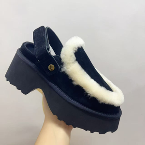 Mules d'intérieur décontractées en fourrure de mouton et laine, style <span class=keywords><strong>Ugg</strong></span>, pour femme, personnalisables, fabriquées en usine - Product Image 2