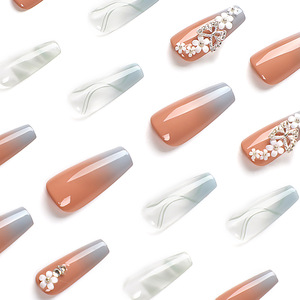 Profesional largo <span class=keywords><strong>Ballet</strong></span> manicura <span class=keywords><strong>puntas</strong></span> <span class=keywords><strong>de</strong></span> uñas falsas cubierta completa bailarina diamantes <span class=keywords><strong>de</strong></span> imitación Artificial falso arte uñas parche prensa en las uñas - Product Image 4