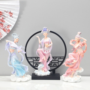 Objets décoratifs artisanaux Apsara Volante de Dunhuang, très demandés, pour la décoration de la maison et du salon, cadeaux en gros, tendance nationale, en résine - Product Image 1