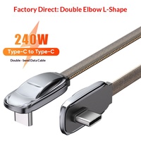 Nouveau design, câble de charge USB-C vers USB-C 240W à tête coudée pour voiture et véhicule électrique, transfert de données pour téléphone portable