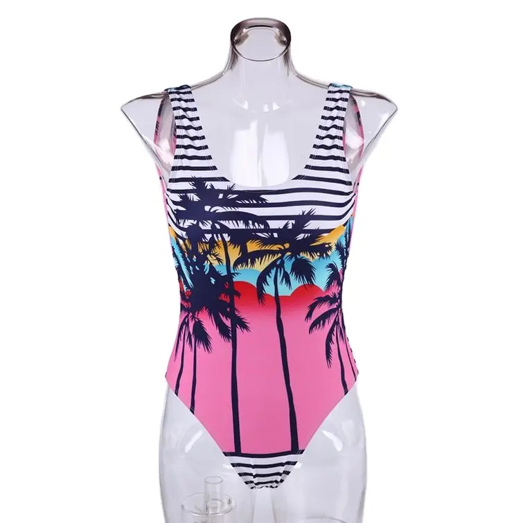 Hawaii Style nice quality custom print beauty one piece swimwear for women