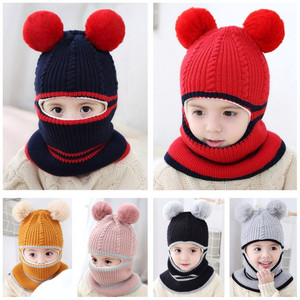 Chapeaux d'hiver pour enfants Oreilles Filles Garçons Enfants Bonnets chauds Ensemble écharpe <span class=keywords><strong>Bonnet</strong></span> bébé Enfant <span class=keywords><strong>Bonnet</strong></span> tricoté mignon pour fille garçon - Product Image 3