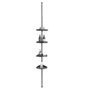 Grand support de poteau antirouille en acier inoxydable à 4 couches pour salle de bain, étagère d'<span class=keywords><strong>angle</strong></span> sans perçage. - Product Image 1