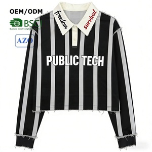 เสื้อยืดโออีเอ็มแบบกำหนดเองสำหรับผู้ชาย ปักลายสี่เหลี่ยม ลายทาง พิมพ์ลายสกรีน ลุคสบายๆ แขนยาว ตัดสั้น - Product Image 1