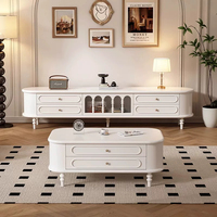 Meuble TV en bois massif de style moderne, table basse, meuble de rangement sur pied pour salon à la française