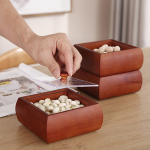 Caja de madera para frutas, cuadrada, con tapa desmontable, estilo chino nuevo, para sala de estar, almacenamiento de dulces, nueces y bocadillos - Product Image 2