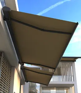 Kaset Penuh Balkon Toldo Bermotor Tahan Air Kerai Kerai Teras Listrik Aluminium Kerai Jendela Dapat Ditarik Tenda Teras
