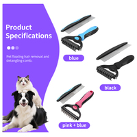 Peigne de toilettage pour animaux de compagnie en gros, démêloir double face en acier inoxydable pour l'élimination des poils sous-panneaux pour chiens et chats