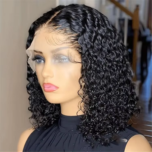 Perruques Bob courtes crépues bouclées pour <span class=keywords><strong>coupe</strong></span> Pixie <span class=keywords><strong>cheveux</strong></span> humains bruts avec dentelle HD avant noir pour les femmes du Vietnam - Product Image 3